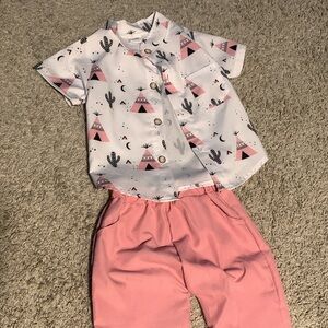 SHEIN White and Pink Kids Matching Set